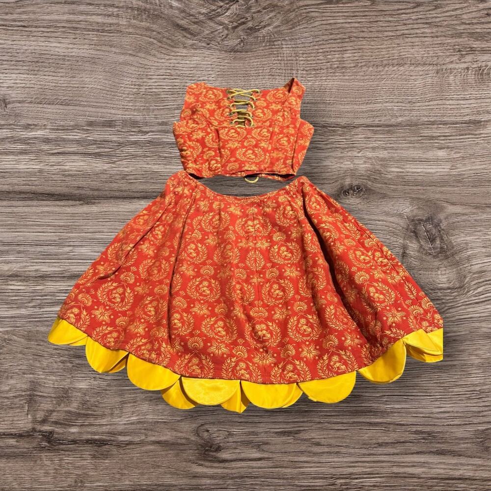 Brocade Cropped Lace Up Corset & Mini Skirt Traditional Wear Vanessa Jane Riley